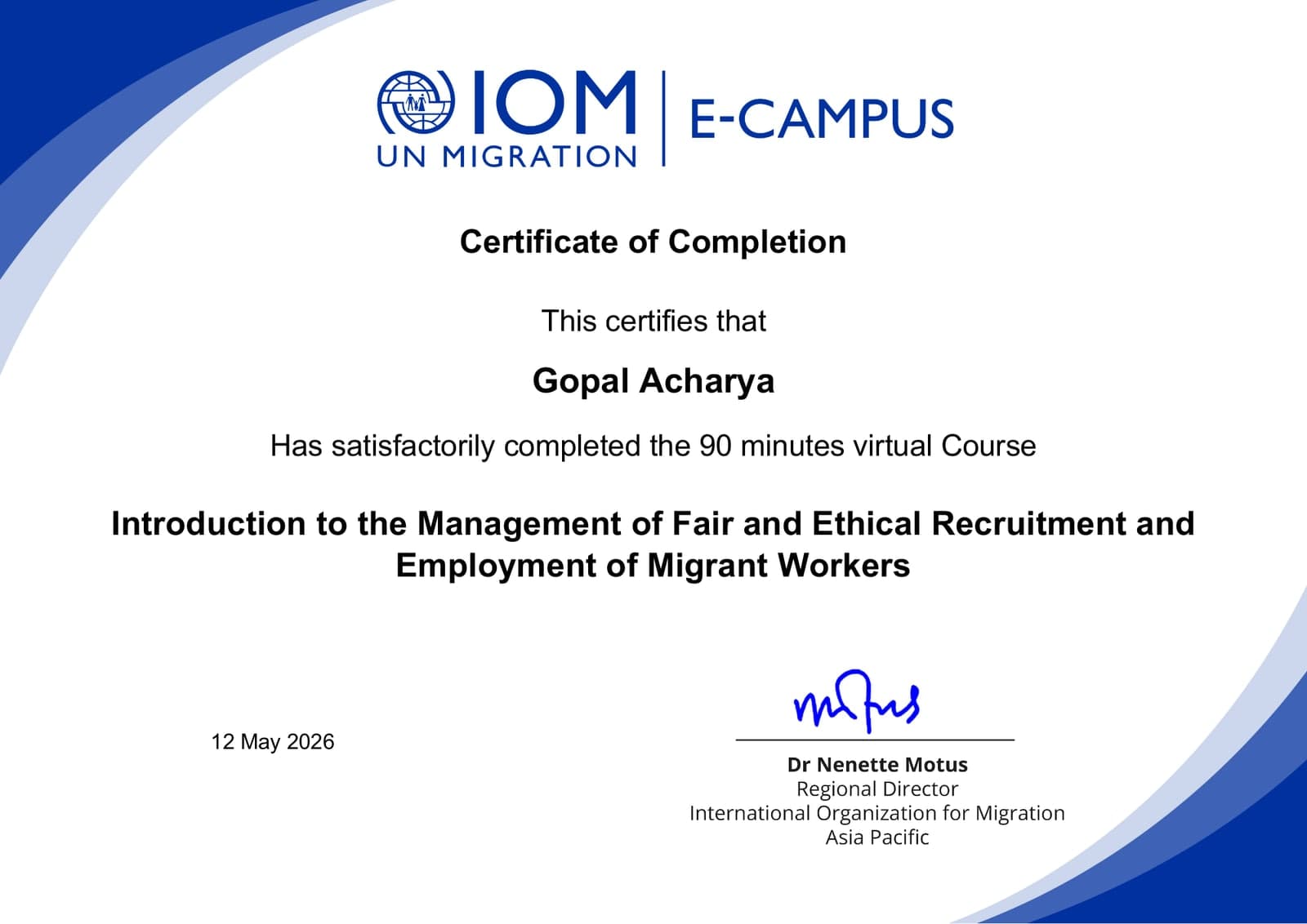 Fair & Ethical Recruitment of Migrant Workers, Gopal Acharya, page 1